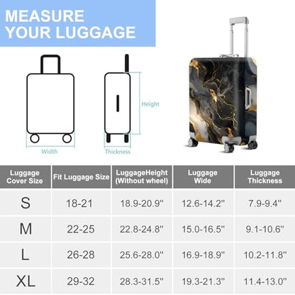 ANNA QUEEN Travel Luggage Cover Suitcase Protector Suitcase Cover Anti-Scratch,Stretchable Bag Cover Washable Durable Polyester - color: Black and gold, size: XL(fits 32-34Inch suitcase)