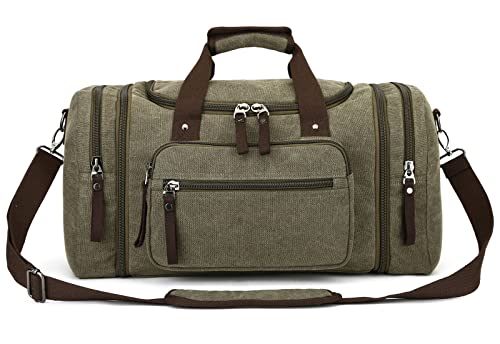 Duffle Bag for Travel, Large Canvas Duffel Bag for Travelling Overnight Weekender Bag Carry On Bag for Men Women Green - color: Green