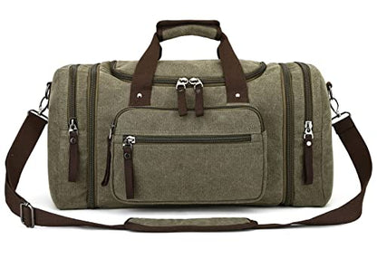 Duffle Bag for Travel, Large Canvas Duffel Bag for Travelling Overnight Weekender Bag Carry On Bag for Men Women Green - color: Green