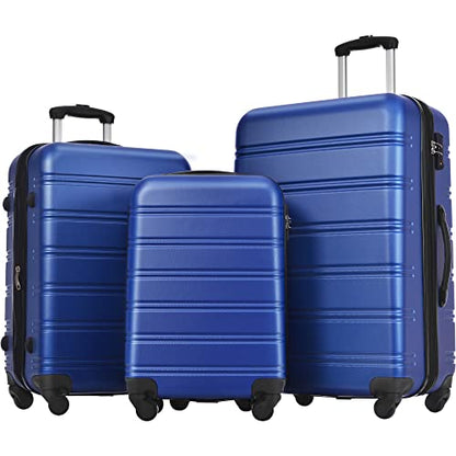 Merax 3 Piece Luggage Set,Hardside Expandable Suitcase Set,Deepblue - color: Deepblue-2, style: 3-piece Set(20/24/28)