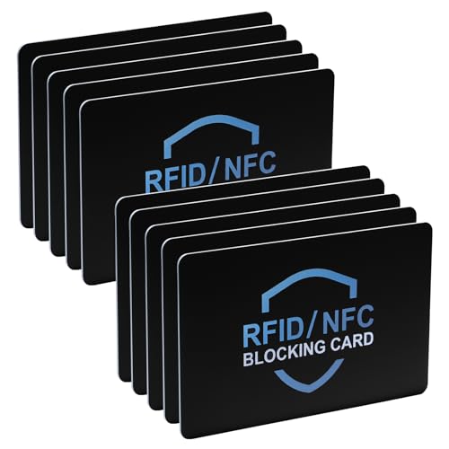 RFID Blocking Card, NFC Contactless Anti-Theft Bank Debit Credit Card Protector,One Card Protects Entire Wallet Purse - color: A-10 Pcs Black
