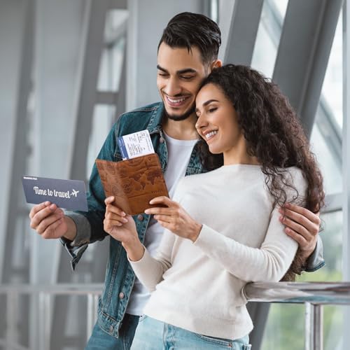 VULKIT Passport Holder Magnetic Closure RFID Blocking Travel Wallet Passport Book Cover Boarding Pass Holder Travel Essentials - color: Brown