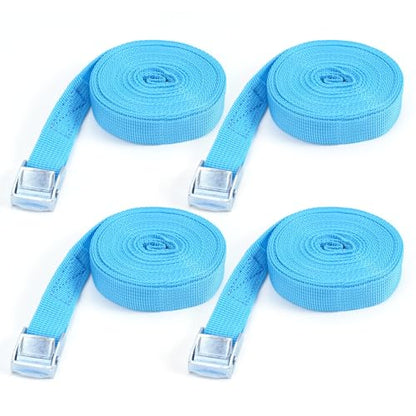 Lashing Straps 4 Pack 0.8" x 6.6Ft (2x200cm) Heavy Duty Blue Tie Down Straps, Adjustable Short Straps with Buckle for Vans, Bicycle, Trailer, Truck, Luggage, Moving, Storage - size: XK 20 mm * 2000 mm * 4 pcs Blue