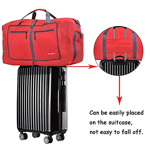 Woogwin Travel Duffel Bag Large Foldable Waterproof Overnight Bag for Beach Swim Bags Pool Sports Gym - color: 60L Red