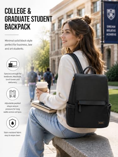Anti Theft Backpack Purse for Women Lightweight Casual Travel Daypack Black - color: Black