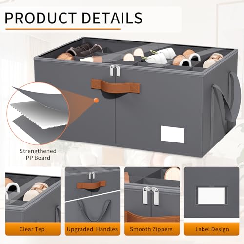 Shoe Organizer for Closet, Fits up to 40 Pairs, Gray, 2 Pack