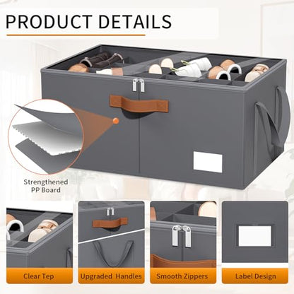 Shoe Organizer for Closet, Fits up to 40 Pairs, Gray, 2 Pack