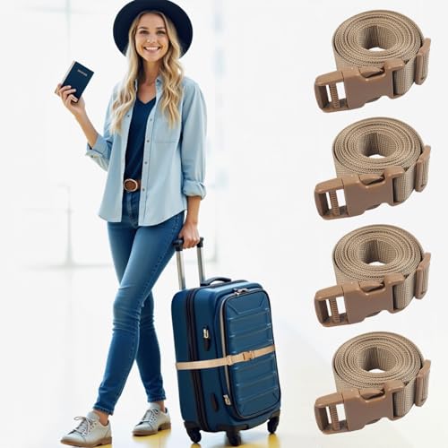 XTACER Backpack Accessory Strap Luggage Straps Cover Strap Sleeping Bag Strap with Buckle (TAN - Release Buckle Straps (4-Pack)) - color: TAN, size: 78 Inches