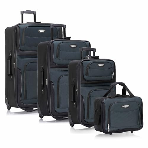 Travel Select Amsterdam Softside Expandable Luggage with Rolling Wheels, Navy, 4-Piece Set (15/21/25/29) - color: Navy, size: 4-Piece Set (15/21/25/29)