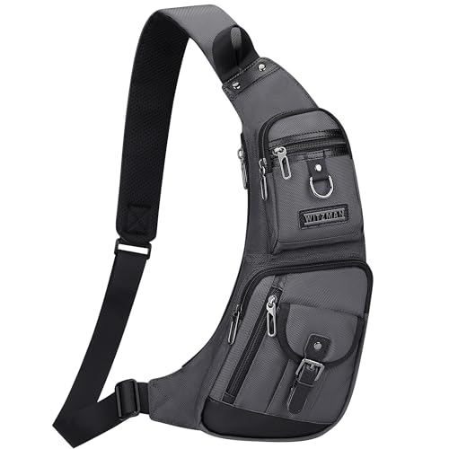WITZMAN Slim Sling Bag for Men Crossbody Lightweight Chest Bag Casual - color: Silvery Grey