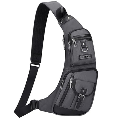 WITZMAN Slim Sling Bag for Men Crossbody Lightweight Chest Bag Casual - color: Silvery Grey