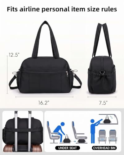 Duffle Bag Gym Bag, Personal Items Bag, Overnight Weekender - color: puffy black