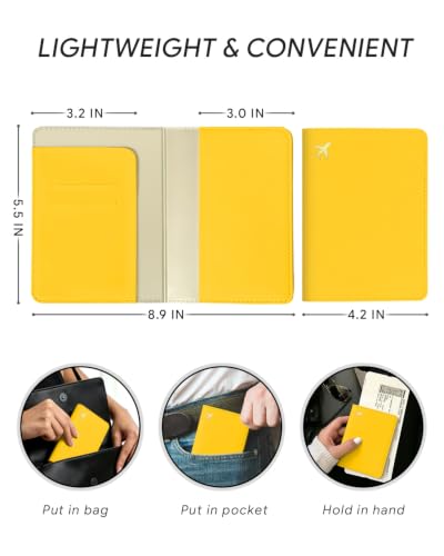 Passport Holder for Travel - RFID Blocking for Women & Men - color: Energetic Yellow