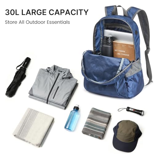 G4Free 30L Packable Travel Hiking Backpack for Men Women - color: Blue, size: 30L