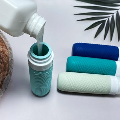 Travel Bottles for Toiletries, Silicone TSA Approved Bottles, Leakproof Shampoo & Toiletry Containers for Airplane, Vacation & Business Trips - color: Green