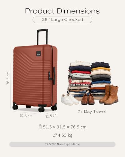 Coolife Luggage, Lightweight PC Hardside Suitcase, Checked-Large 28-Inch - color: Brown, size: Checked-Large 28-Inch