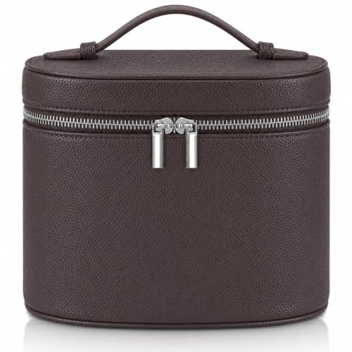 Makeup Bag Vanity Case Cosmetic Bag with Removable Divider Travel Toiletry Bag for Women Portable Make up Box Organizer, Coffe - color: Coffe