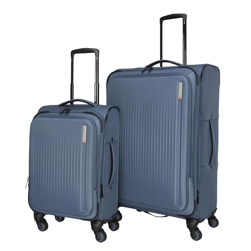 Sharper Image Odyssey 2-Piece Set (21.5" & 29") Expandable 8-Wheel Spinner Carry On and Large Checked Luggage Set, Bluefin - color: Bluefin, size: 2-Piece Set