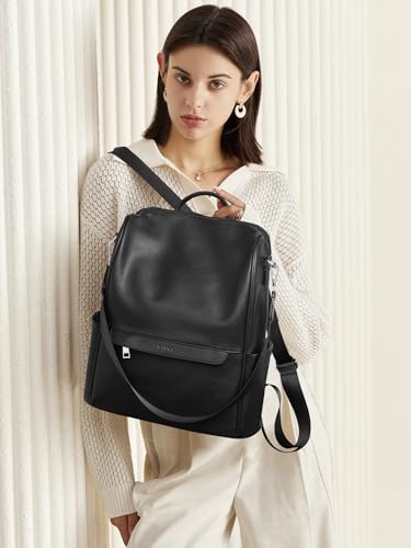 CLUCI Womens Backpack Purse PU Leather Anti-theft Fashion Designer Travel Bag Ladies Shoulder Bags - color: Top Zip-7 Black