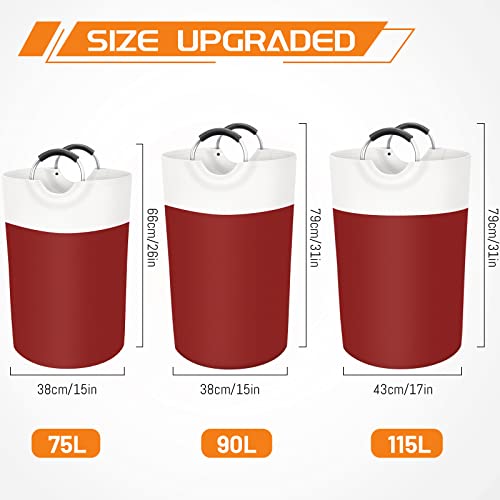 BlissTotes 90L Laundry Basket, Freestanding Collapsible Hamper, Red - color: Red, size: 90L