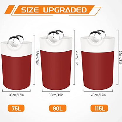 BlissTotes 90L Laundry Basket, Freestanding Collapsible Hamper, Red - color: Red, size: 90L