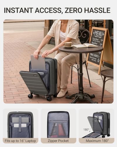 TAKUMI Suitcases with Wheels, Expandable Carry on Luggage, 3 Piece Set - color: Grey, size: 20/24/28 Inch