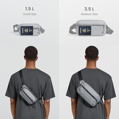tomtoc 1.5L Sling Bag with RFID Blocking Crossbody Chest Pack for Men Women - color: Light Gray, size: 1.5L
