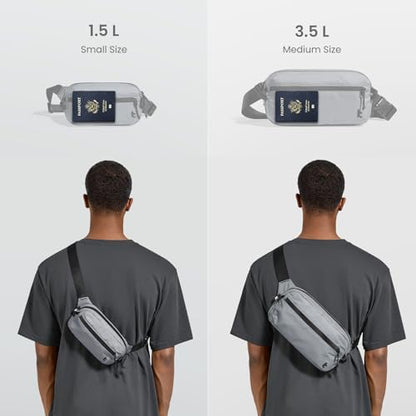 tomtoc 1.5L Sling Bag with RFID Blocking Crossbody Chest Pack for Men Women - color: Light Gray, size: 1.5L