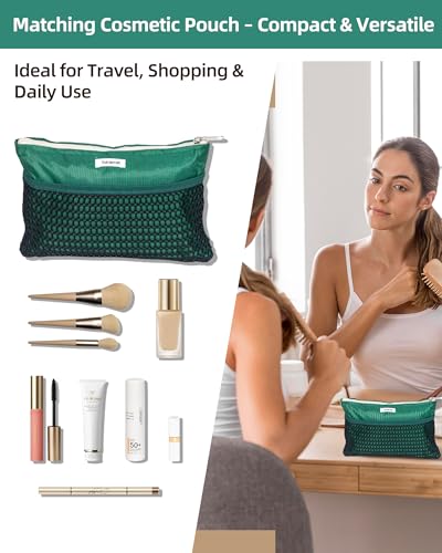 Mesh Beach Tote Bag for Women, 2-in-1 Large Lightweight Foldable Design - color: Black