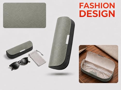 Glasses Case hard shell,3-in-1 Sunglasses Case & Eyeglass Case with Cleaning Cloth & Storage Pouch - color: Gray, size: Large