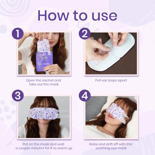 LANNA Heated Steam Eye Mask, Disposable 120 Minutes, Lavender Scent 10 Pcs - color: Lavender Scent, size: 10 Eye Masks