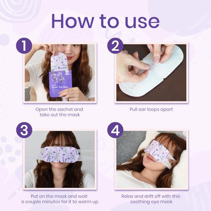 LANNA Heated Steam Eye Mask, Disposable 120 Minutes, Lavender Scent 10 Pcs - color: Lavender Scent, size: 10 Eye Masks