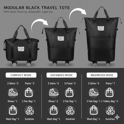 360° Spinner Wheel Duffel Bag, Purple | 3-in-1 Expandable, Tote & Weekend Luggage, Detachable Strap, Large Capacity Carry-On, Travel, Gym & Overnight, Business Trip - color: purple