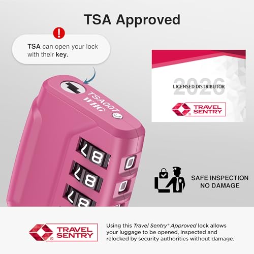 Puroma 2 Pack TSA Approved Luggage Locks 4 Digit Code Cable Lock Pink Dark - color: Basic Pink Dark