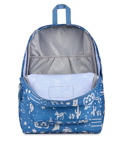JanSport SuperBreak Plus Backpack - color: Yeehaws/Horses Blue