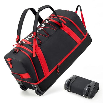 Fanwoli 120L Rolling Duffle Bag with Wheels, Foldable Travel Duffel - color: Red-3