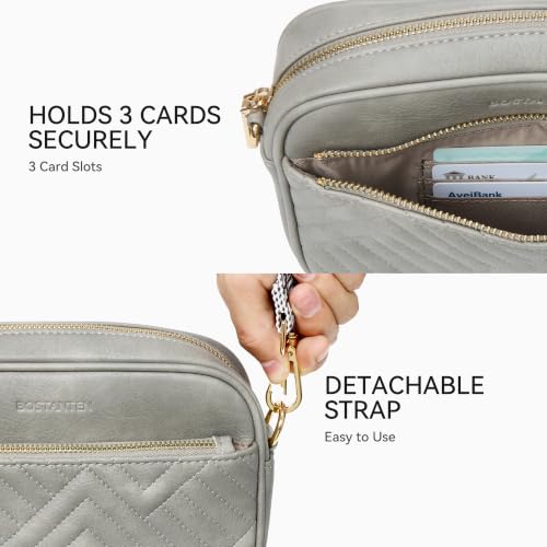 BOSTANTEN Quilted Small Crossbody Bag for Women Vegan Leather Purses - color: G02-grey