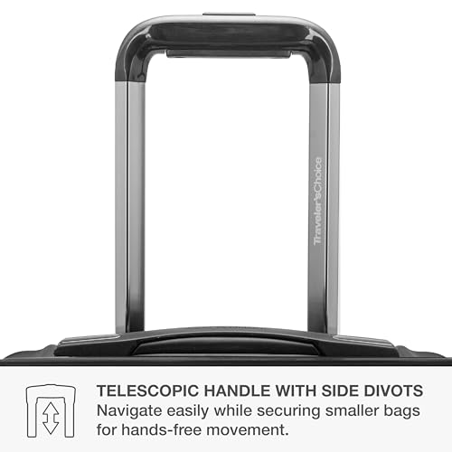 Traveler's Choice Archer Polycarbonate Hardside Spinner Luggage Set, Tie Down Straps, Black, Carry-On 21-Inch - color: Black, size: 1-Piece (Carry-On 21-Inch)