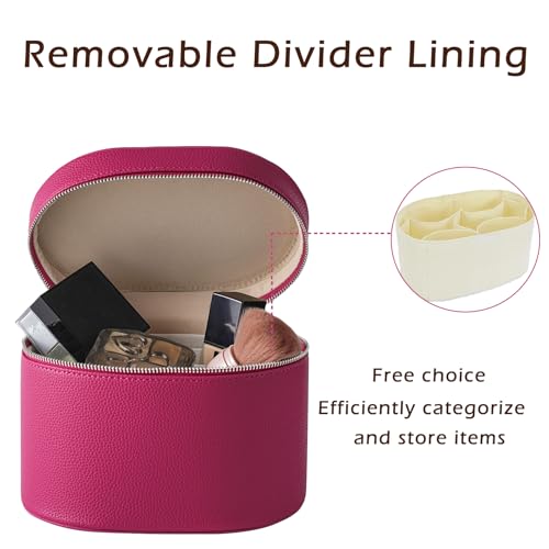 RSRSLEII Waterproof PU Leather Makeup Bag,Portable Toiletry Bag(05Hot Pink) - color: 05Hot Pink