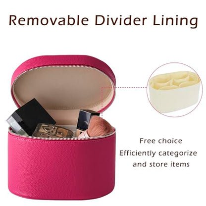 RSRSLEII Waterproof PU Leather Makeup Bag,Portable Toiletry Bag(05Hot Pink) - color: 05Hot Pink