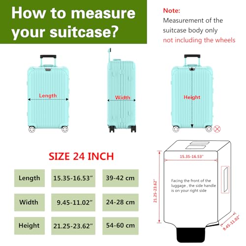 24 Inch Clear PVC Waterproof Luggage Cover with Large Velcro - size: 24 inch