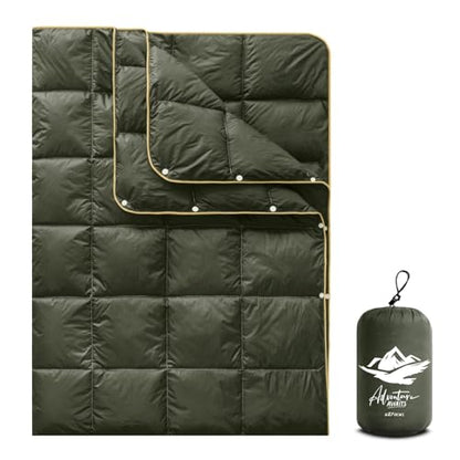 Large Camping Blanket Lightweight Puffy Camp Blanket - color: Dark Green, size: 52x75"