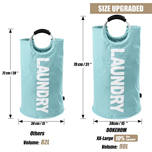 DOKEHOM 90L Large Laundry Basket Bag, Collapsible Tall Hamper, Light Blue - color: Light Blue, size: 90L