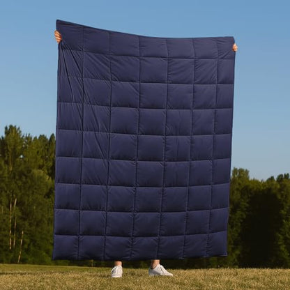 Deodar Down Fiber Throw Blanket Lightweight Packable Throw Indoor & Outdoor - color: Navy Blue