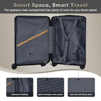 20 Inch Expandable Carry On Luggage 22x14x9 Airline Approved, Silver - size: 20IN Silver