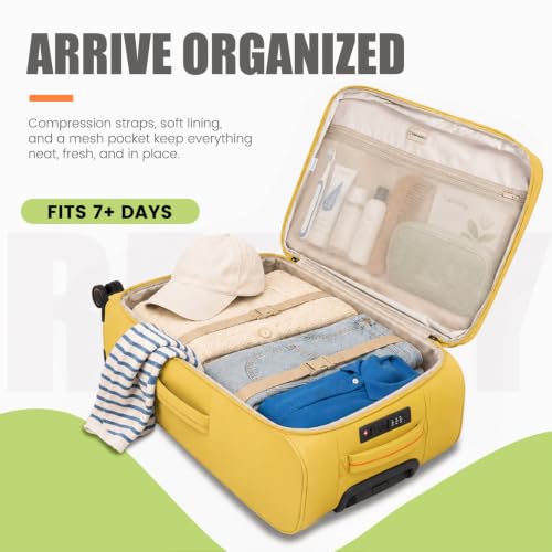 Verage Cambridge Lightweight Luggage Softside Expandable Spinner Wheel Suitcase (Misted Yellow, 29-Inch) - color: Misted Yellow, size: 29-Inch