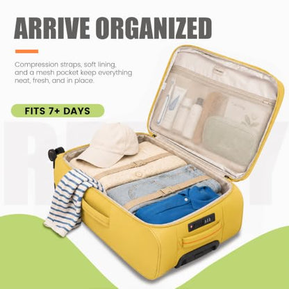 Verage Cambridge Lightweight Luggage Softside Expandable Spinner Wheel Suitcase (Misted Yellow, 29-Inch) - color: Misted Yellow, size: 29-Inch
