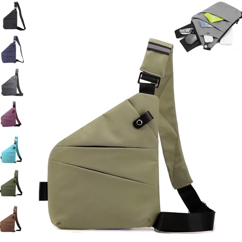 Anti Theft Travel Bag,Crossbody Travel Bag - color: Olive Green, style: Right Shoulder