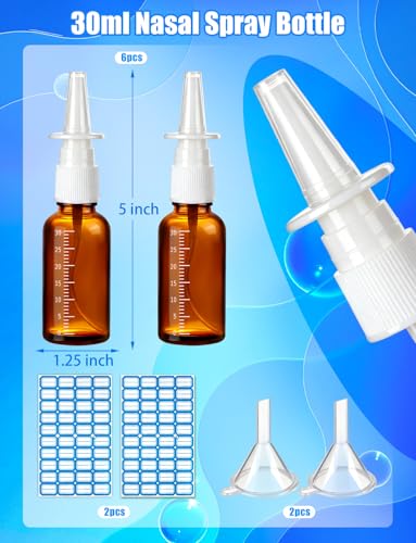 10 Pcs Nasal Spray Bottle Glass Empty Refillable, 30ML/1OZ - color: Brown 30ml 10Pcs
