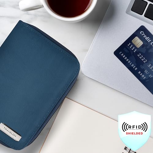 Travelon RFID Blocking Passport Zip Wallet - color: Ocean